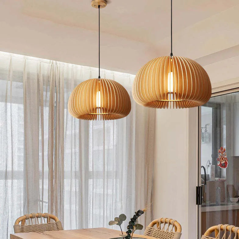 Scallop Balls Kitchen Wooden Pendant Light