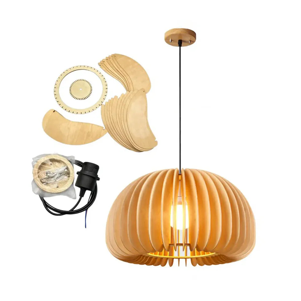 Scallop Balls Kitchen Wooden Pendant Light