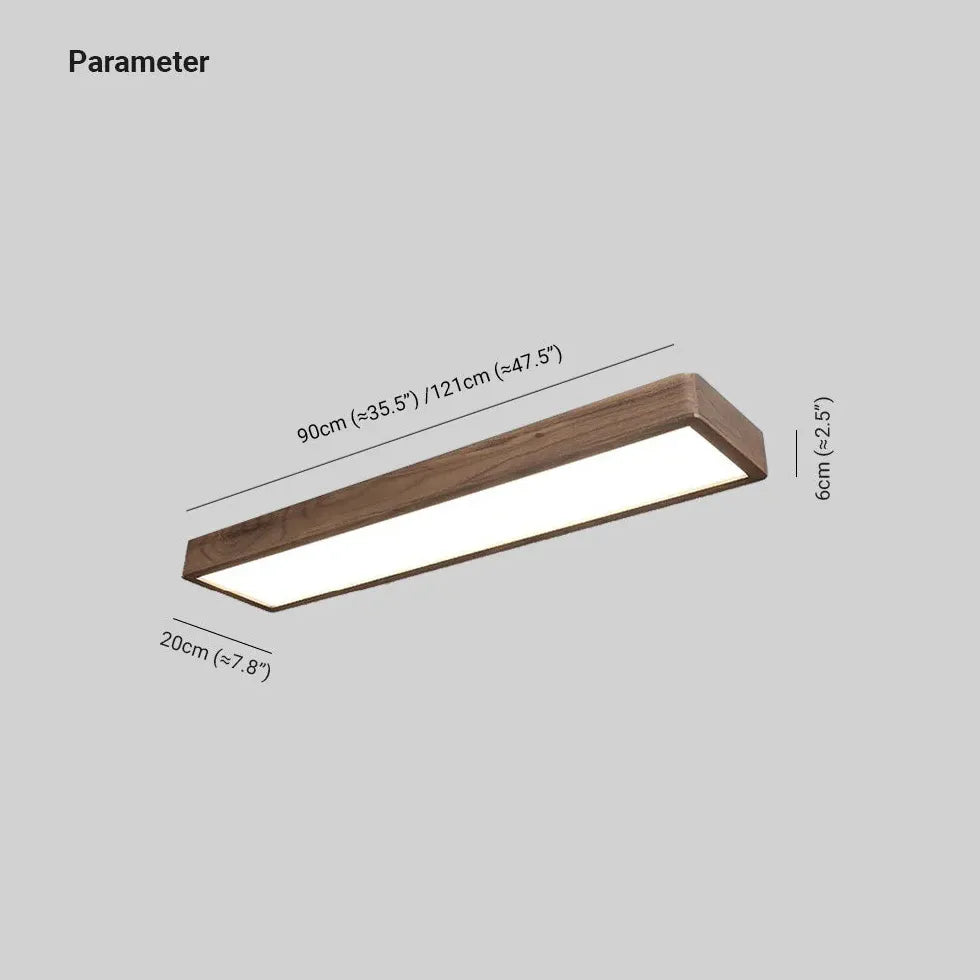 Lámparas de techo empotradas de madera lisas y rectangulares 