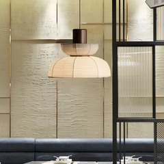 Lámpara colgante de tela blanca LED Wabi Sabi para comedor