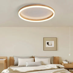 Lámpara de techo redonda de madera LED regulable para dormitorio nórdico