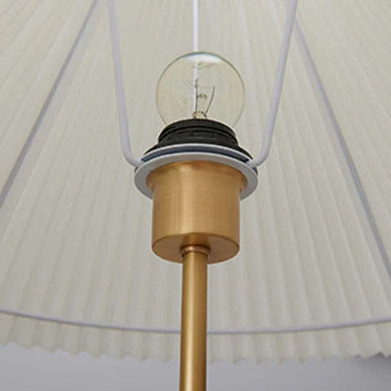 Cone-Shaped Vintage Table Lamp with Wooden Pole