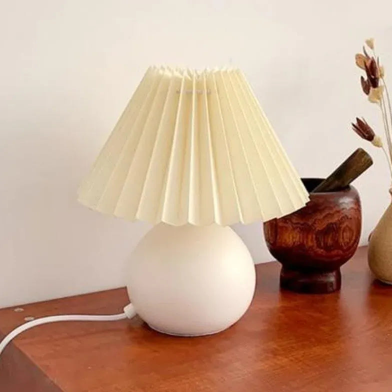 Rattan Paper Pleated Natural Table Lamp