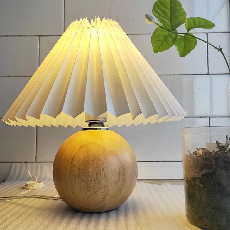 Rattan Paper Pleated Natural Table Lamp