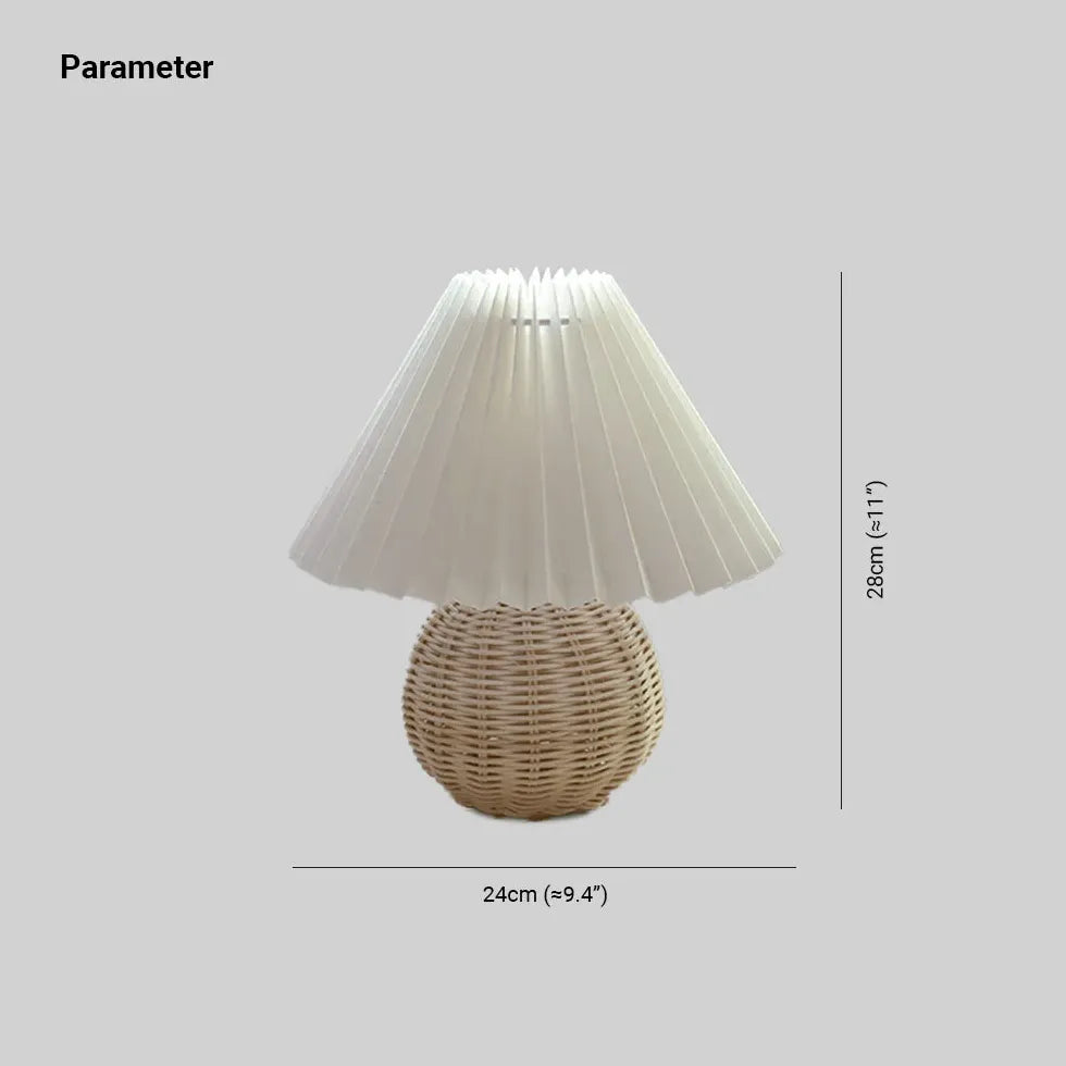 Rattan Paper Pleated Natural Table Lamp