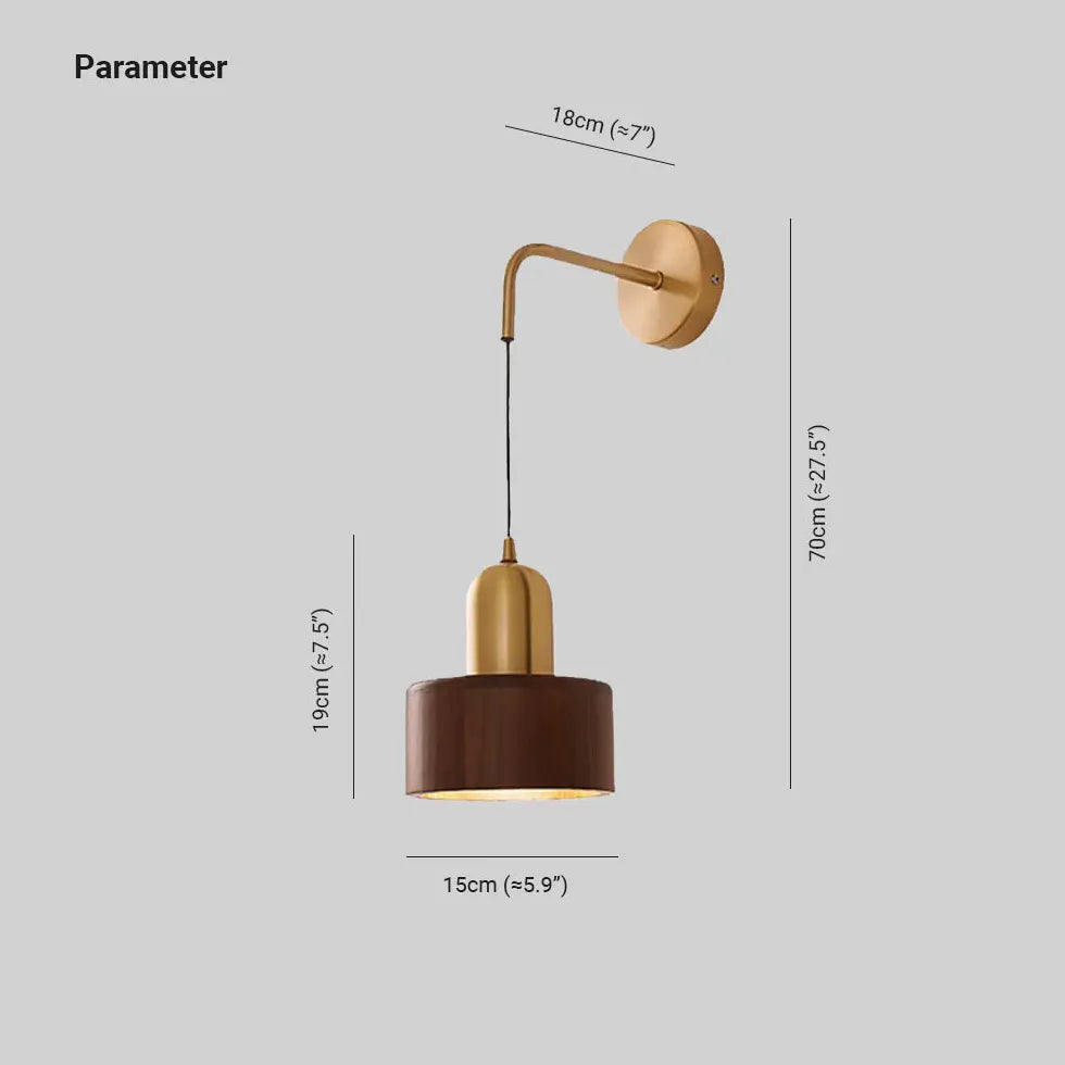 Lámpara de pared moderna colgante de madera dorada 