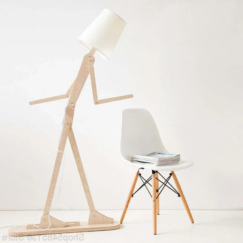 Wooden Adjustable Figurine Floor Lamp