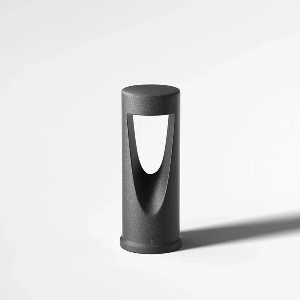 Baliza de exterior para jardín LED cilíndrica de metal negra moderna IP65