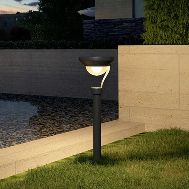 Grey Bowl Shaped Solar Bollard Lights