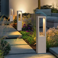 Farola jardín moderna LED de terrazo gris para exteriores