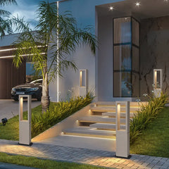 Farola jardín moderna LED de terrazo gris para exteriores