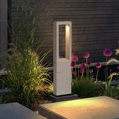 Farola jardín moderna LED de terrazo gris para exteriores
