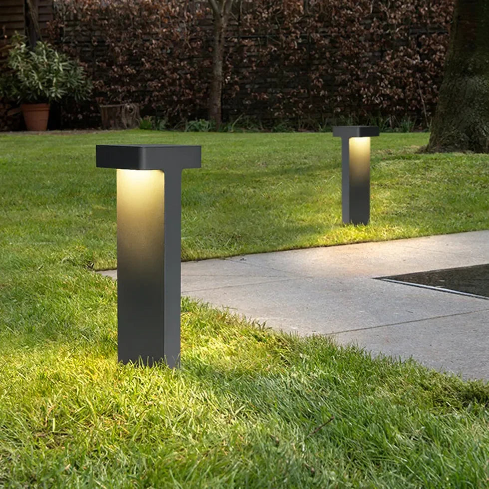 Baliza de Exterior Solar LED con Sensor IP65 de Diseño para Jardín Negra
