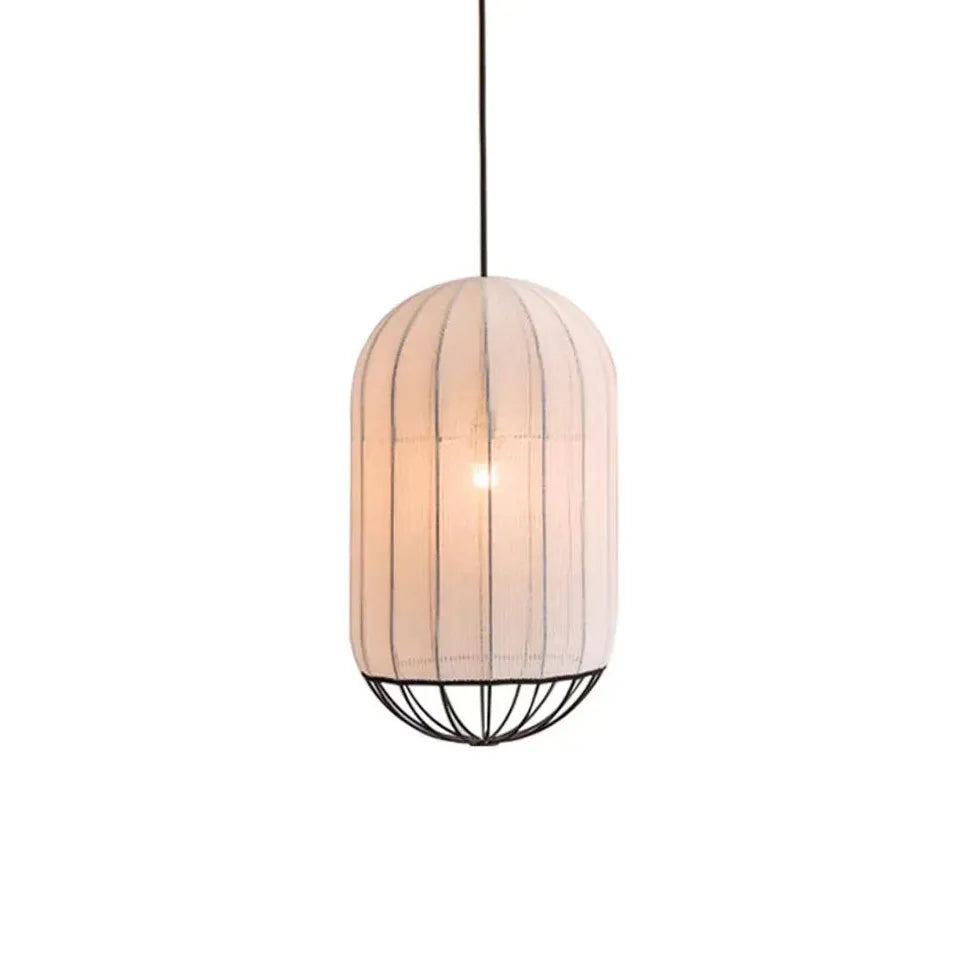 Cylindrical Striped Translucent Pendant Light