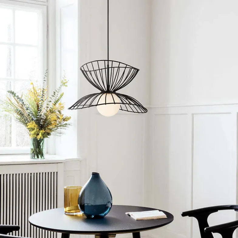 Double-Layer Metal Wire Petal-Shaped Pendant Light