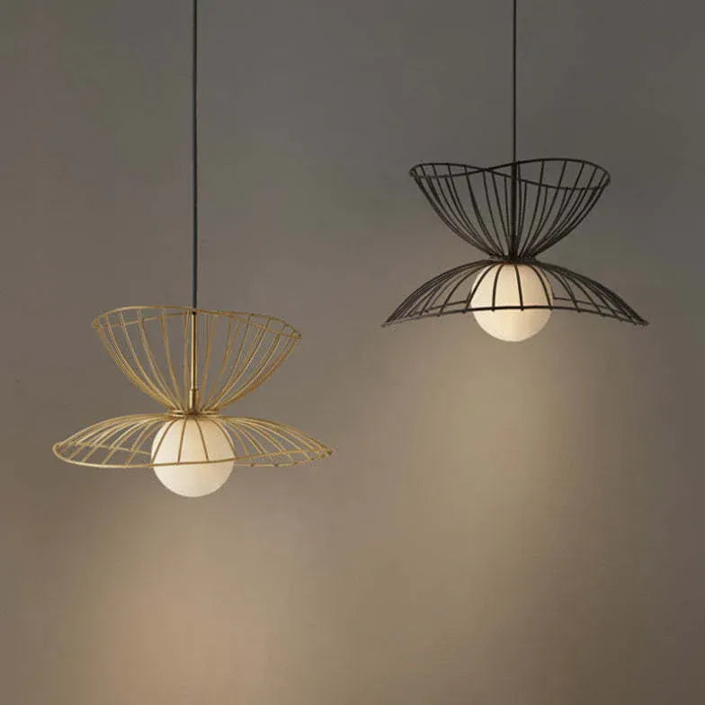 Double-Layer Metal Wire Petal-Shaped Pendant Light