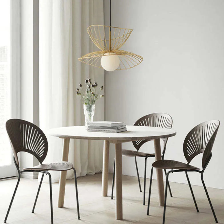 Double-Layer Metal Wire Petal-Shaped Pendant Light