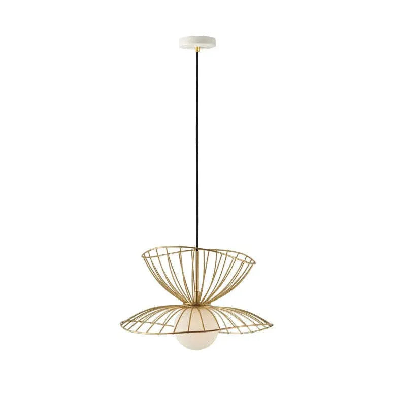 Double-Layer Metal Wire Petal-Shaped Pendant Light