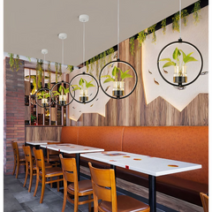 Lámpara Colgante con Plantas LED Circular de Diseño Moderno para Comedor