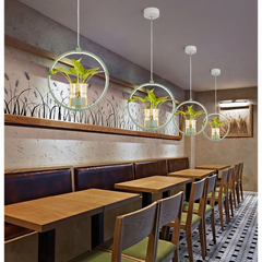 Lámpara Colgante con Plantas LED Circular de Diseño Moderno para Comedor