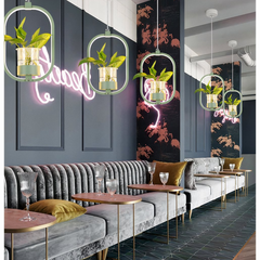 Lámpara Colgante con Plantas LED Moderna Ovalada para Comedor