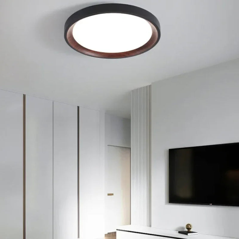 Lámpara de Techo Circular Efecto Madera Luz 3 Colores Dormitorio