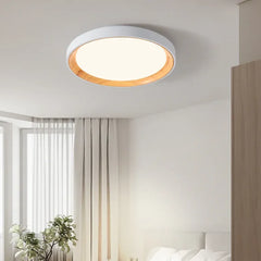 Lampara de techo redonda madera con diseño minimalista