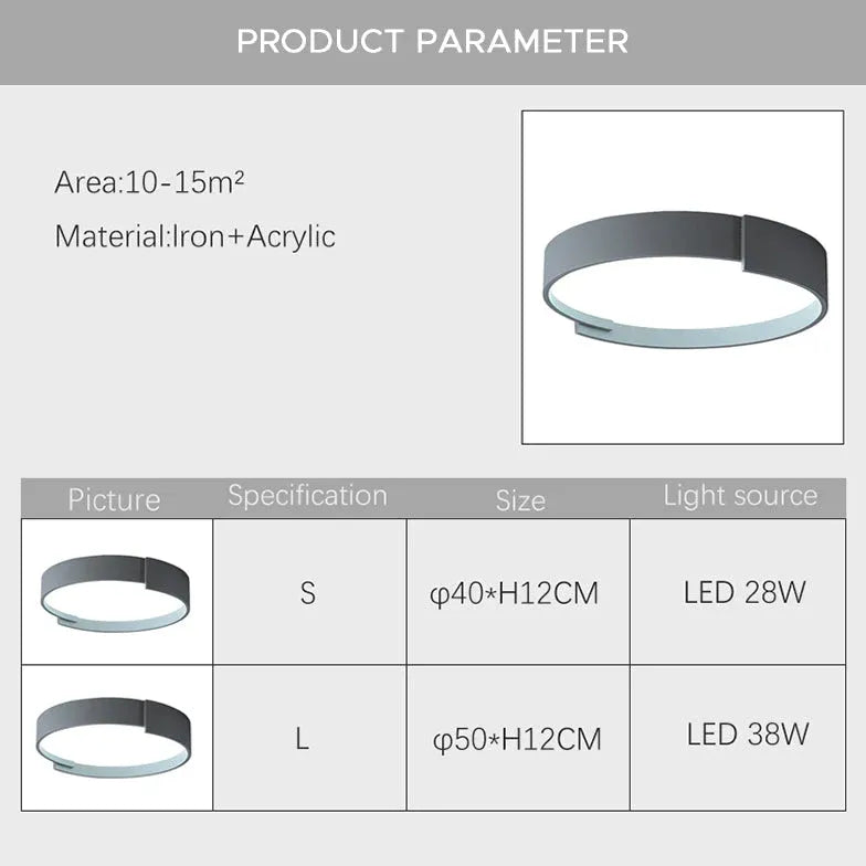 Luz de techo redonda blanca para dormitorio