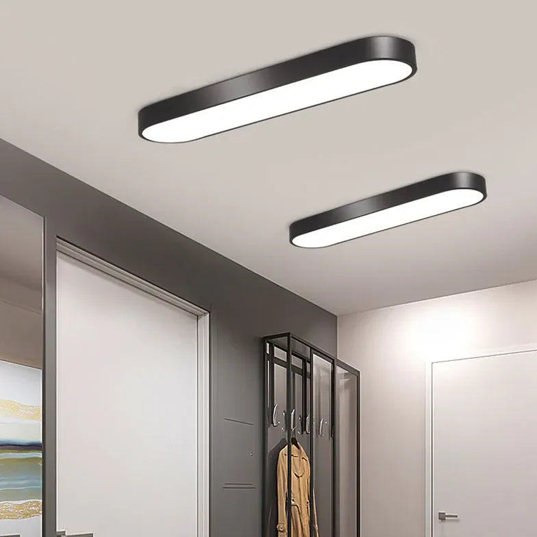 Lámpara de techo LED ovalada larga en blanco y negro 