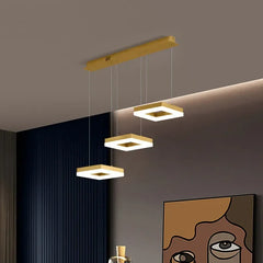 Lamparas colgantes 3 luces moderno rectangular dorado para comedor