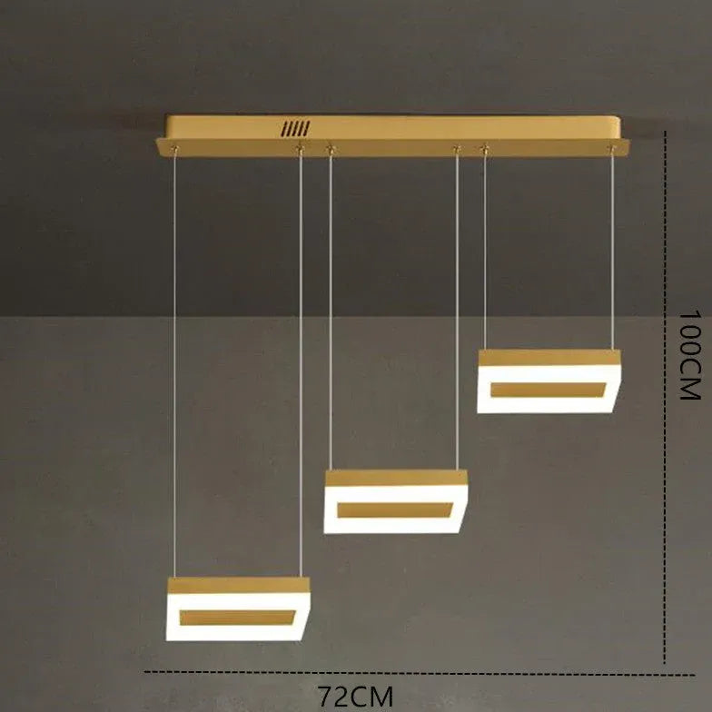 Lamparas colgantes 3 luces modernas para comedor dorado