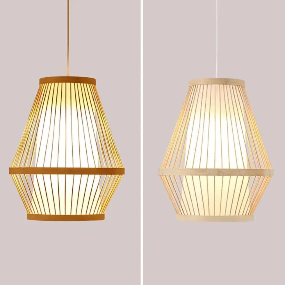 Wooden Japanese-Style Geometric Pendant Light