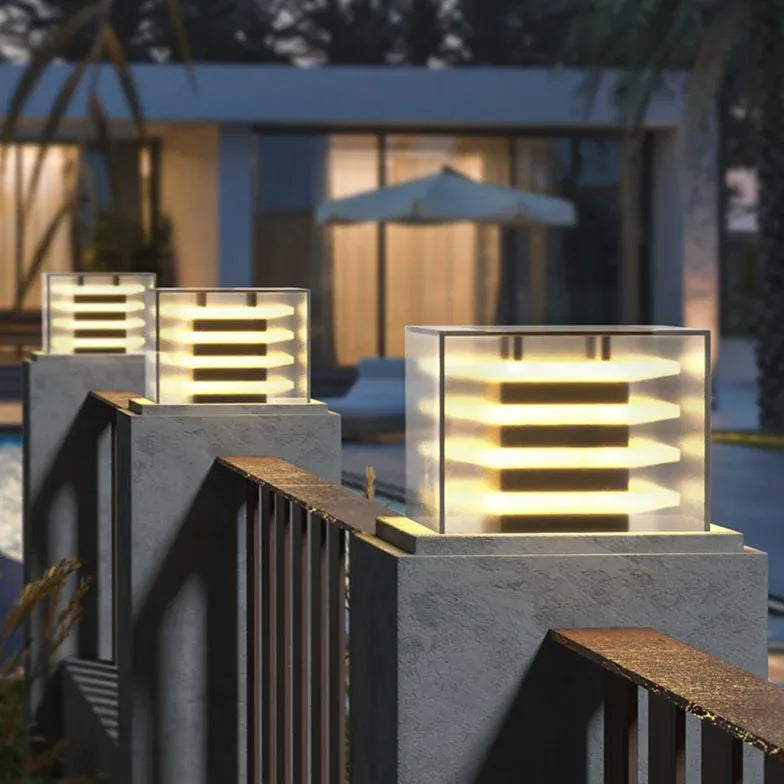 Farol jardin exterior con diseño solar rectangular