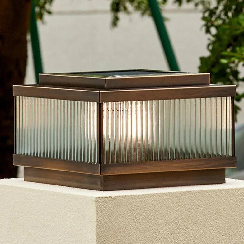 Brown Glass Solar Outdoor Pillar Lights