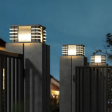 Square Black Solar Outdoor Pillar Lights