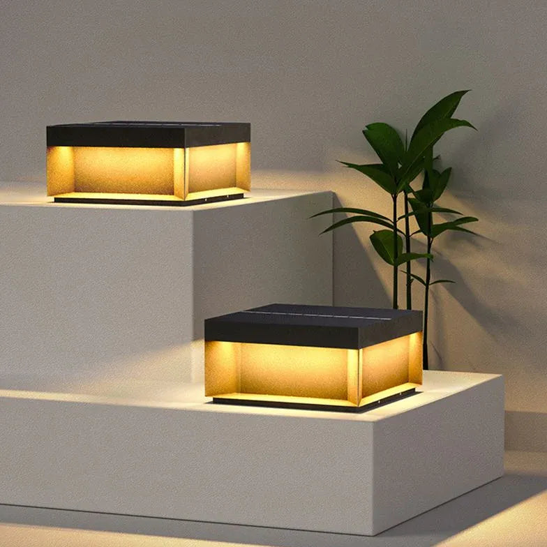 Square Modern Black Outdoor Pillar Lights