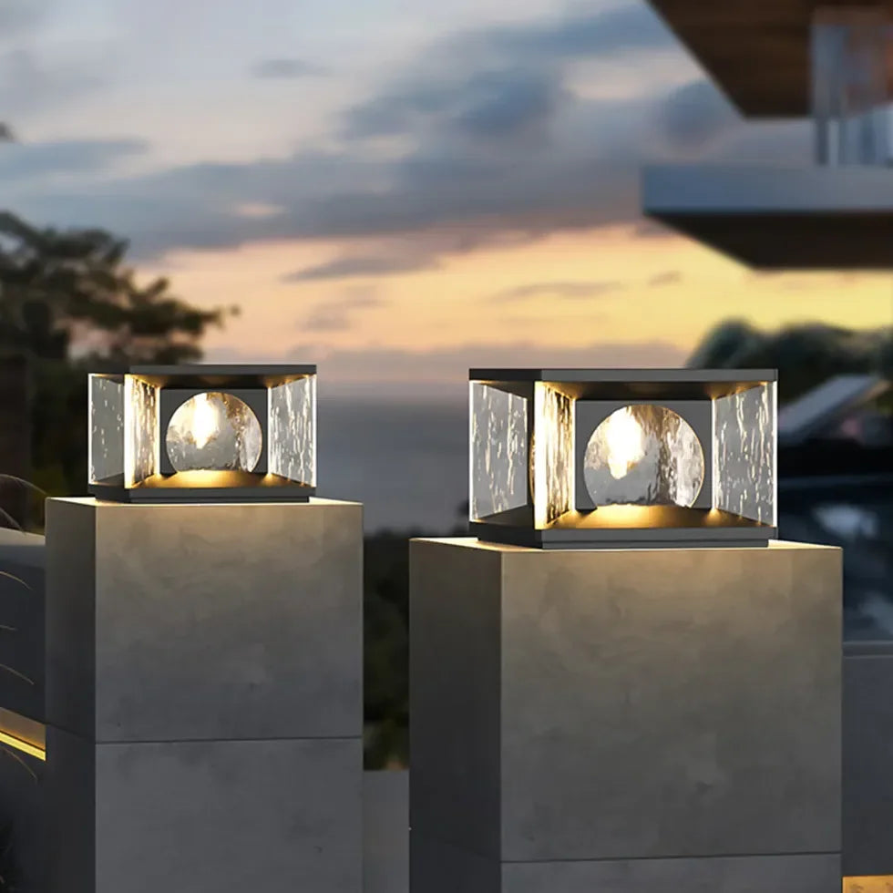 Sobremuro exterior solar de vidrio diseño rectangular IP65 para pilar