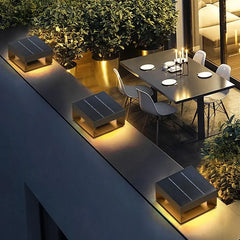 Lámpara Solar Cubo Hueco de Acero Inoxidable para Jardín