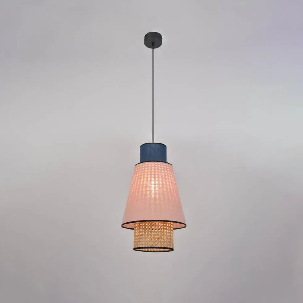 Multi-Layer Conical Colorful Rattan Pendant Light