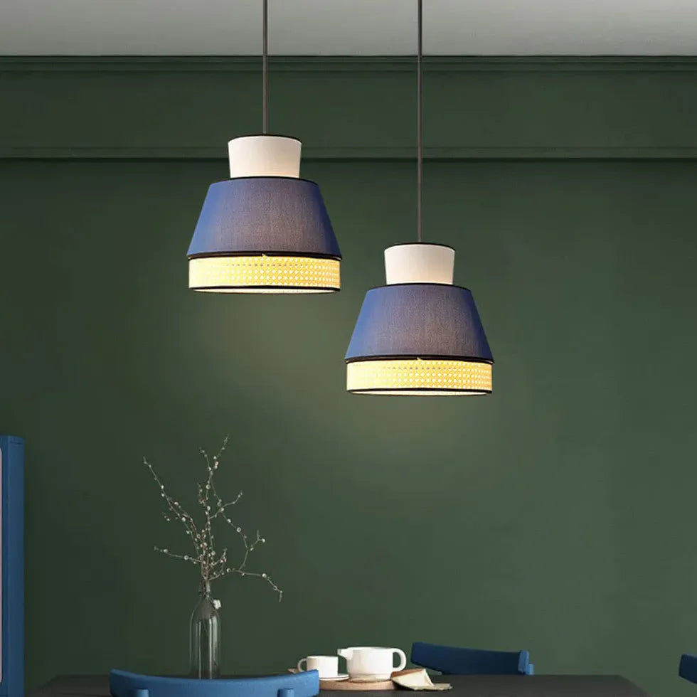 Conical Colorful Multi-Layer Rattan Pendant Light