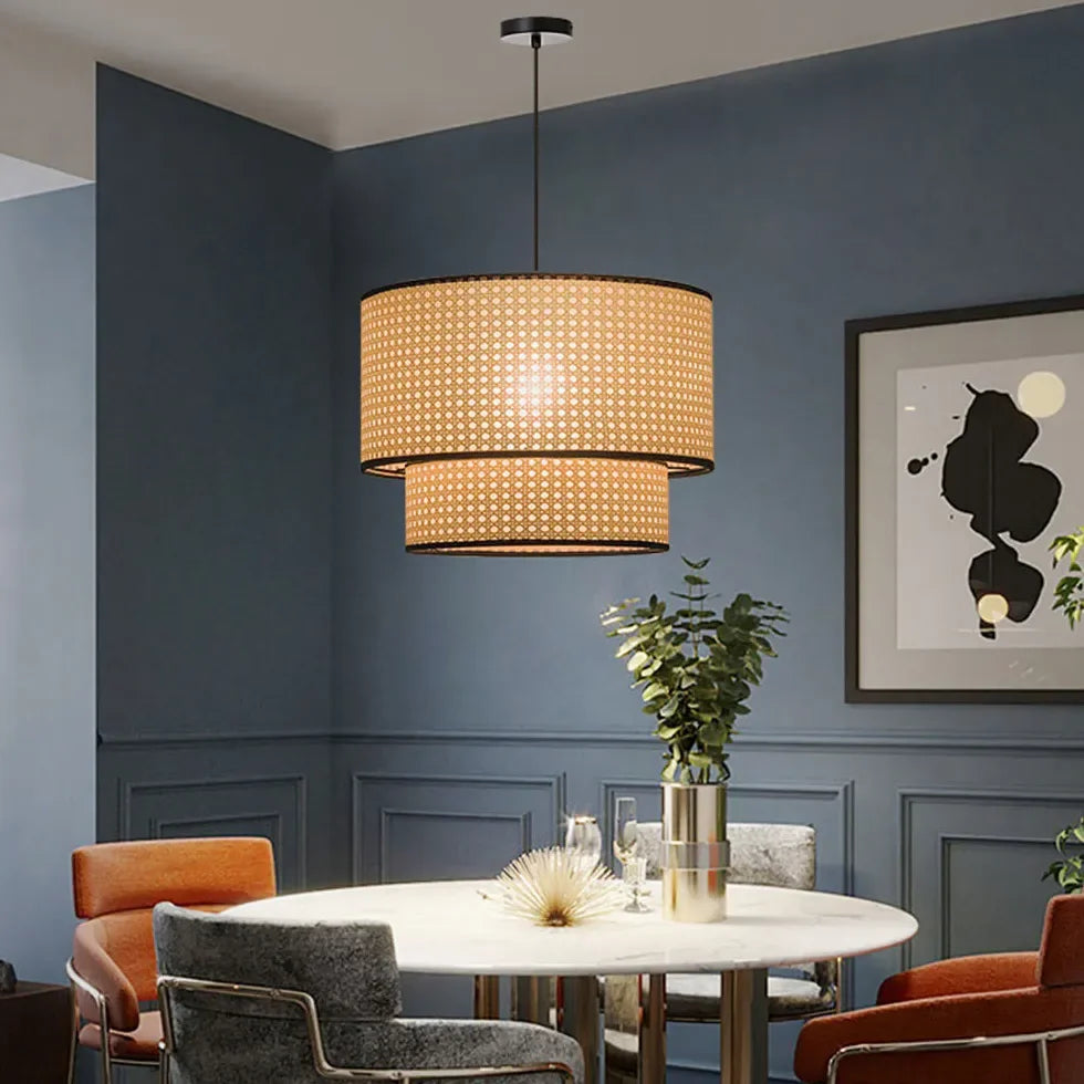 Lámpara colgante de mimbre para restaurante estilo moderno
