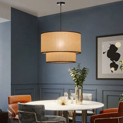 Lámpara colgante de mimbre para restaurante estilo moderno