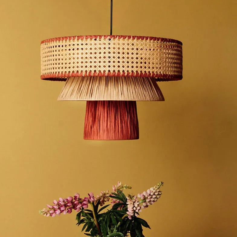 Mushroom Multilayer Rattan Pendant Light