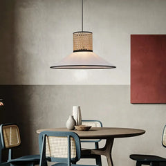Lamparas led techo colgantes diseño de mimbre cónica