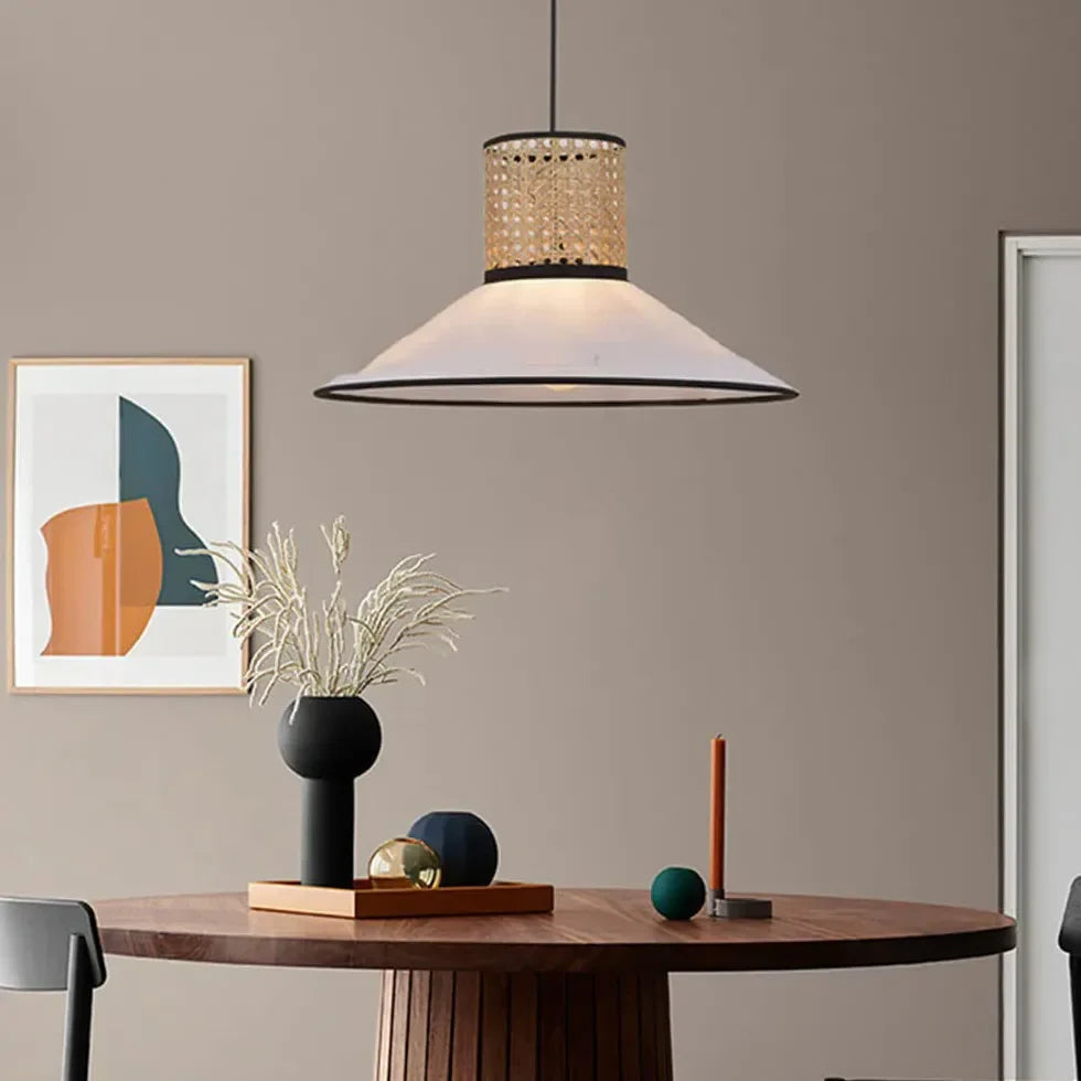 Lamparas led techo colgantes diseño de mimbre cónica
