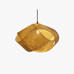 Lámpara colgante de bambú tejido en forma de farol de estilo vintage