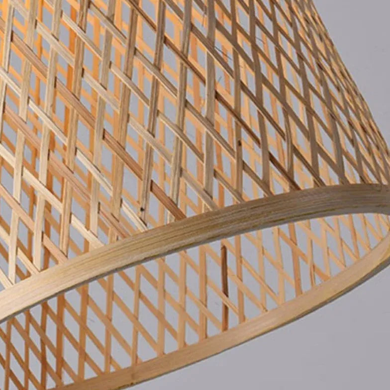 Woven Rattan Mesh Bell-Shaped Pendant Light