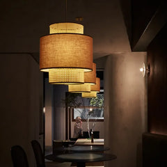 Luces cocina led diseño creativo de mimbre estilo madera natural