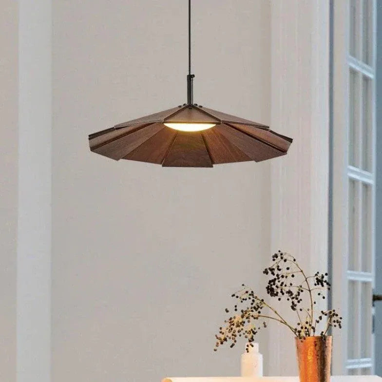 Petal-Shaped Wooden Pendant Light