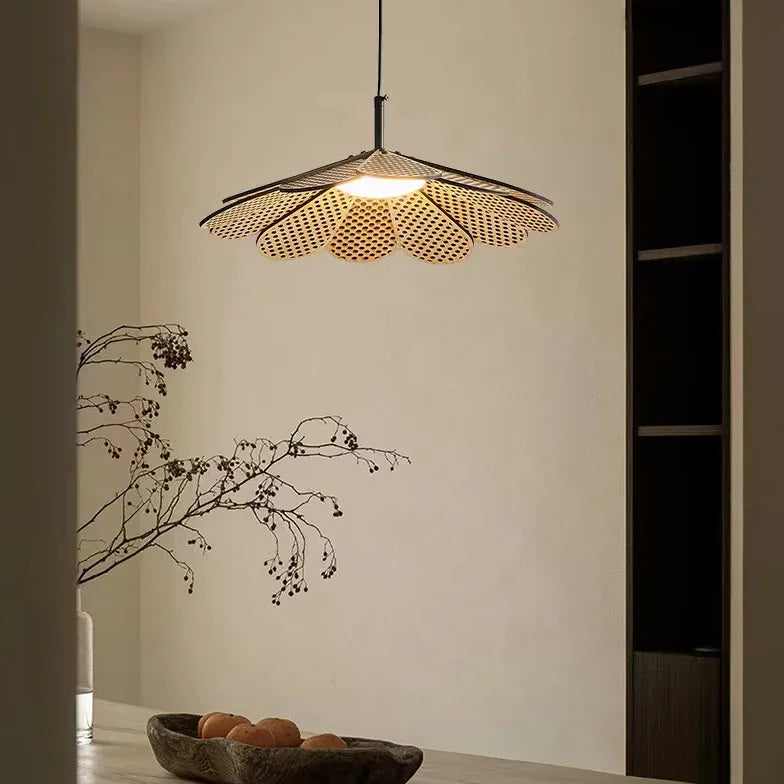 Petal-Shaped Wooden Pendant Light